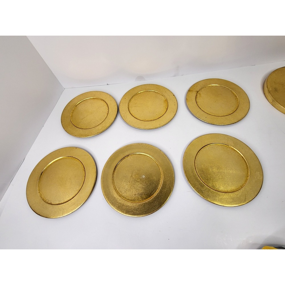 Vintage 1998 Royal Gallery Gold Leaf Coasters Set of 6 with Lidded Holder